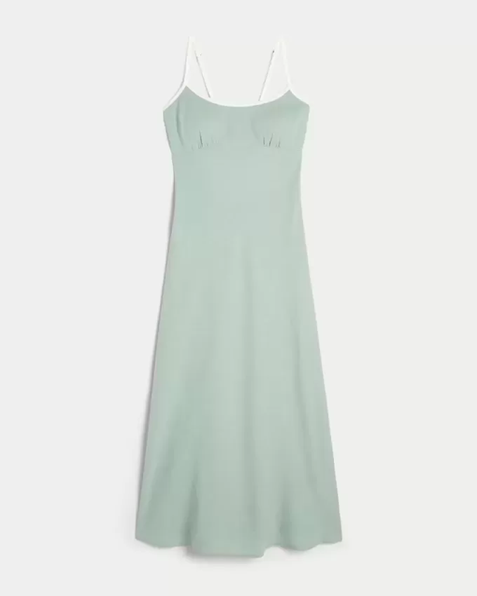 Rückenfreies Midi-Slipkleid aus Leinenmischung