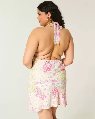 Rückenfreies Neckholderkleid aus Crêpe