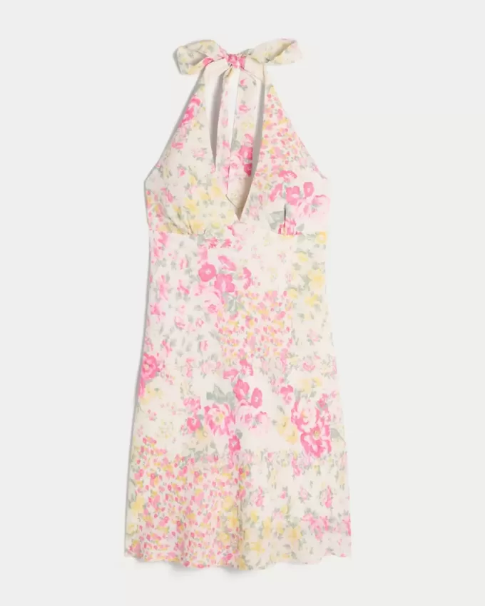 Rückenfreies Neckholderkleid aus Crêpe Rückenfreies Neckholderkleid aus Crêpe