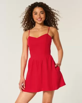 Rückenfreies Skort-Kleid aus Leinenmischung