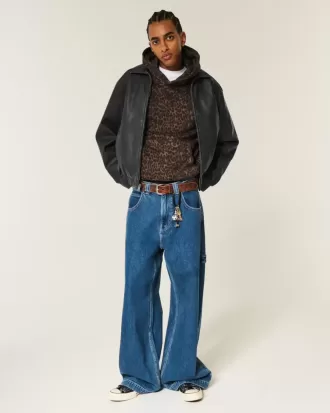 Reißverschlussjacke aus veganem Leder
