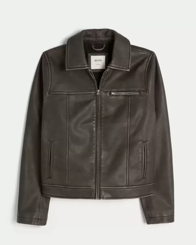 Reißverschlussjacke aus veganem Leder Reißverschlussjacke aus veganem Leder