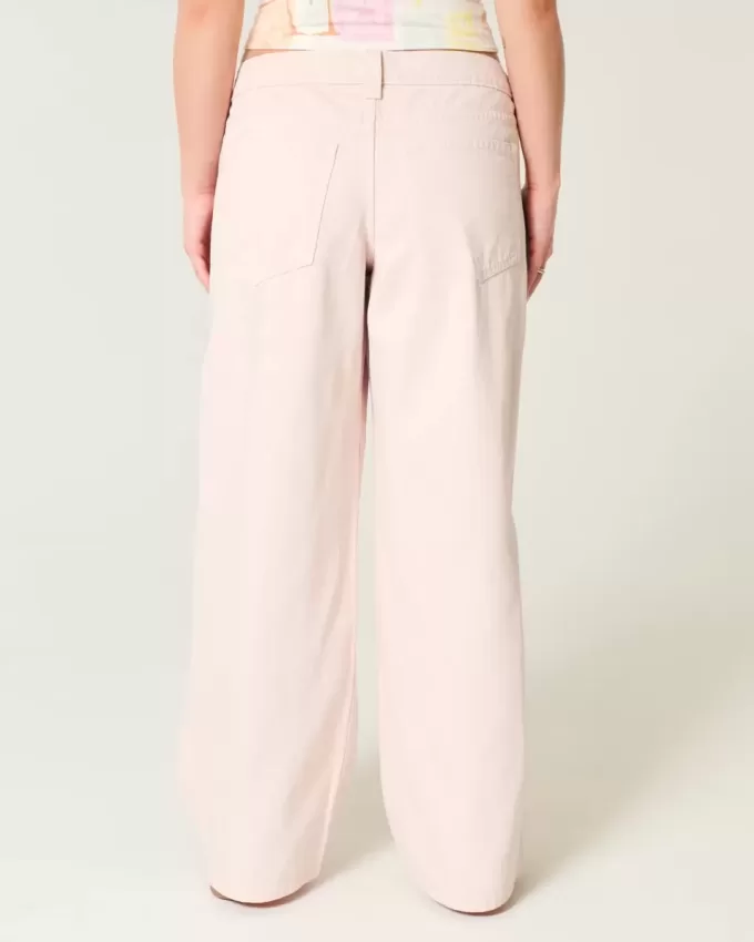 Rosa Super Baggy-Jeans mit niedriger Taille Rosa Super Baggy-Jeans mit niedriger Taille
