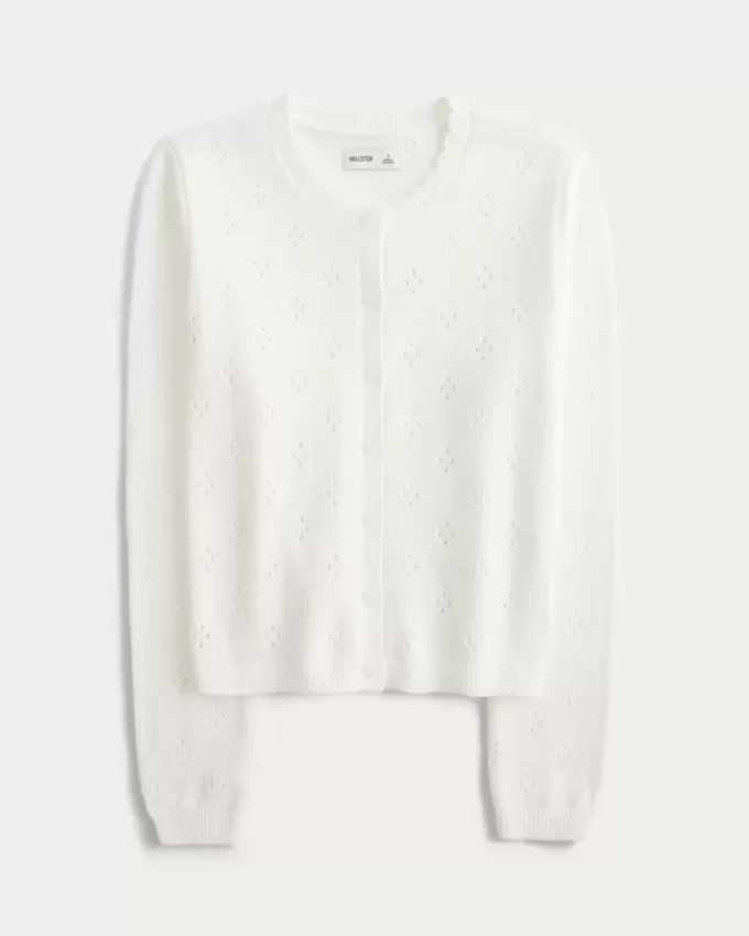 Rundhals-Cardigan mit Ösen Rundhals-Cardigan mit Ösen