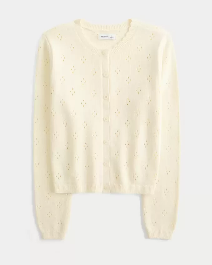 Rundhals-Cardigan mit Ösen Rundhals-Cardigan mit Ösen