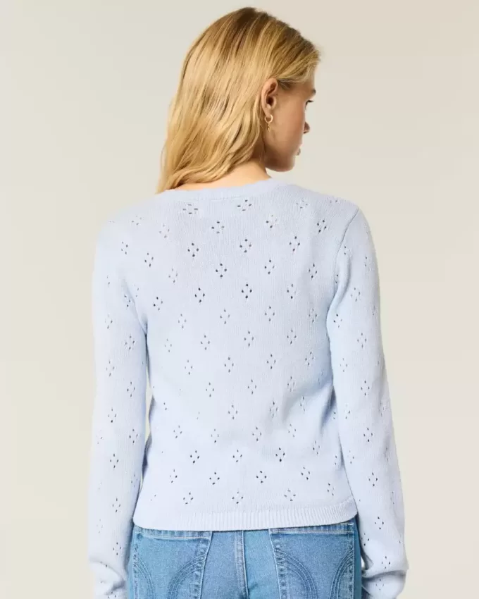 Rundhals-Cardigan mit Ösen Rundhals-Cardigan mit Ösen