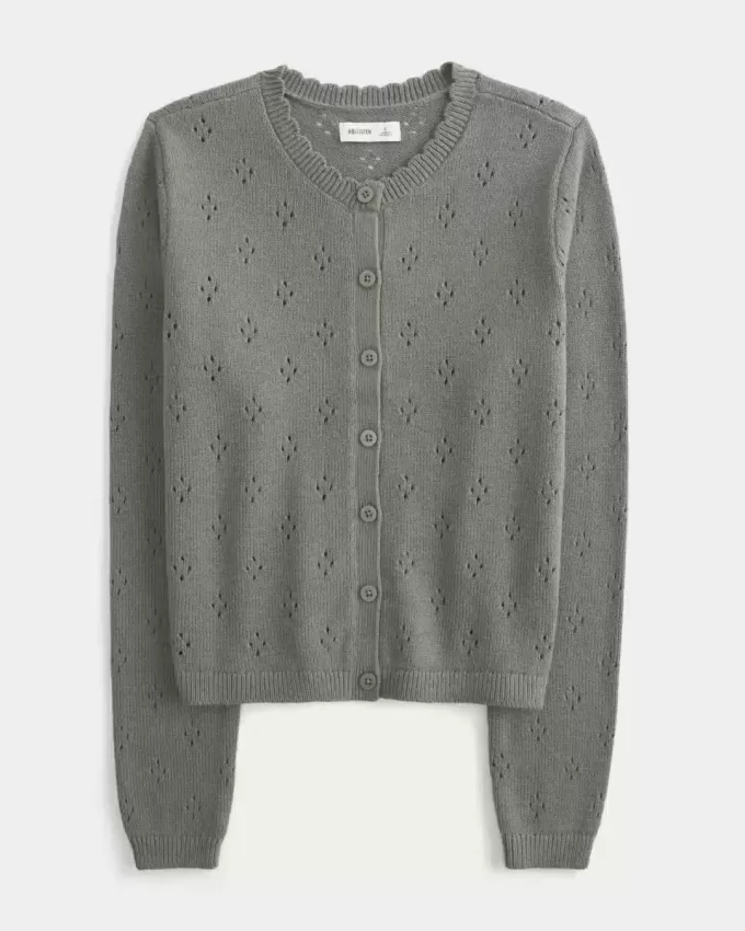 Rundhals-Cardigan mit Ösen Rundhals-Cardigan mit Ösen
