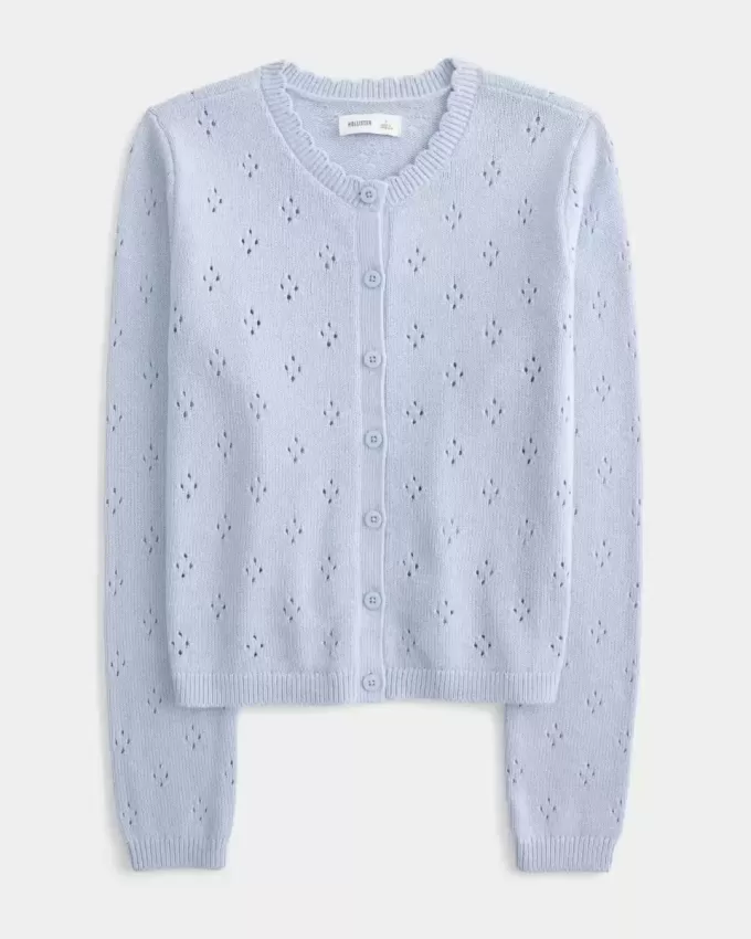 Rundhals-Cardigan mit Ösen Rundhals-Cardigan mit Ösen