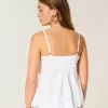 Schimmerndes Babydoll-Oberteil mit Stickerei Schimmerndes Babydoll-Oberteil mit Stickerei