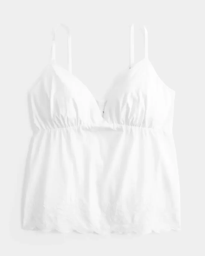 Schimmerndes Babydoll-Oberteil mit Stickerei Schimmerndes Babydoll-Oberteil mit Stickerei