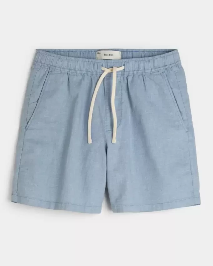 Schlupfshorts aus Leinenmischung bis zur Mitte des Oberschenkels Schlupfshorts aus Leinenmischung bis zur Mitte des Oberschenkels