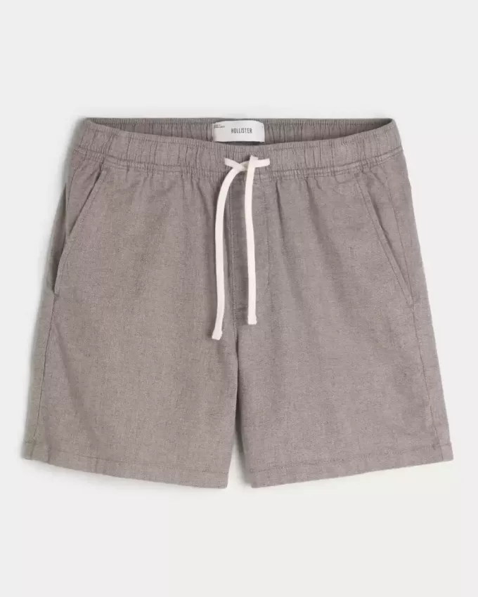 Schlupfshorts aus Leinenmischung bis zur Mitte des Oberschenkels Schlupfshorts aus Leinenmischung bis zur Mitte des Oberschenkels