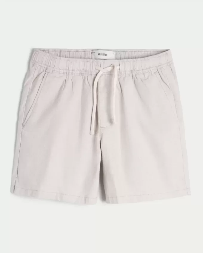 Schlupfshorts aus Leinenmischung bis zur Mitte des Oberschenkels Schlupfshorts aus Leinenmischung bis zur Mitte des Oberschenkels