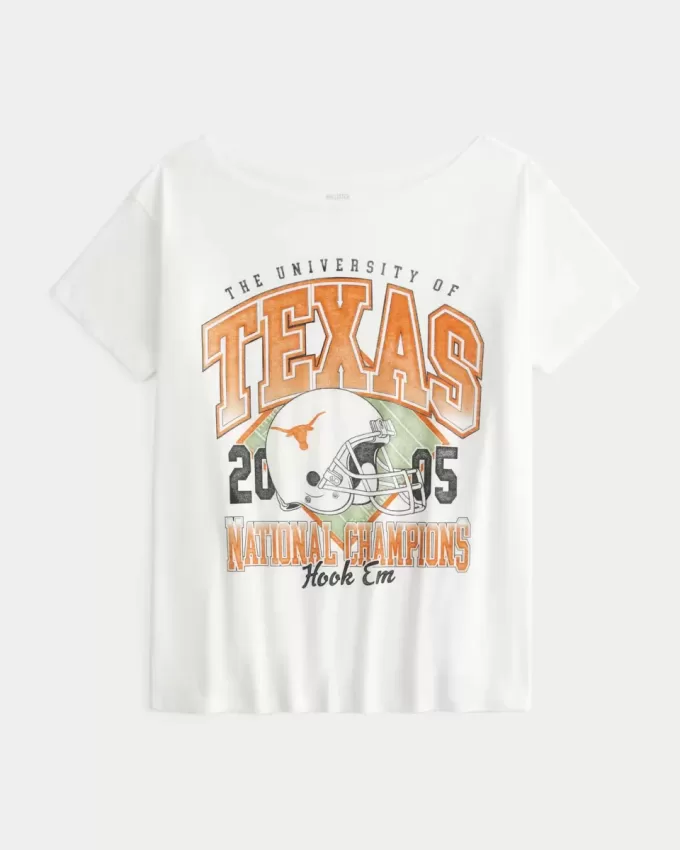 Schulterfreies Grafik-T-Shirt der University of Texas at Austin Longhorns Schulterfreies Grafik-T-Shirt der University of Texas at Austin Longhorns