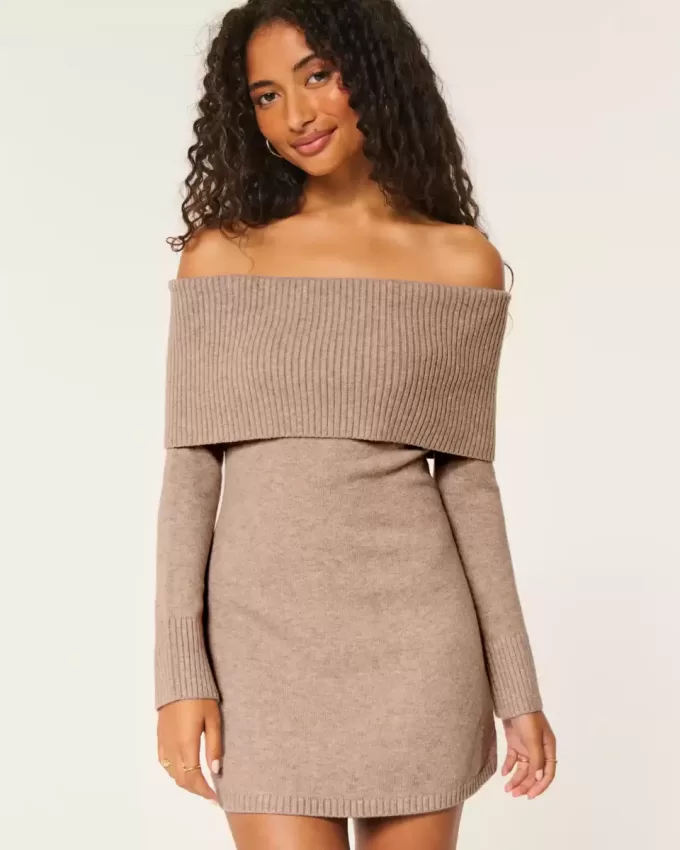 Schulterfreies Skater-Pulloverkleid