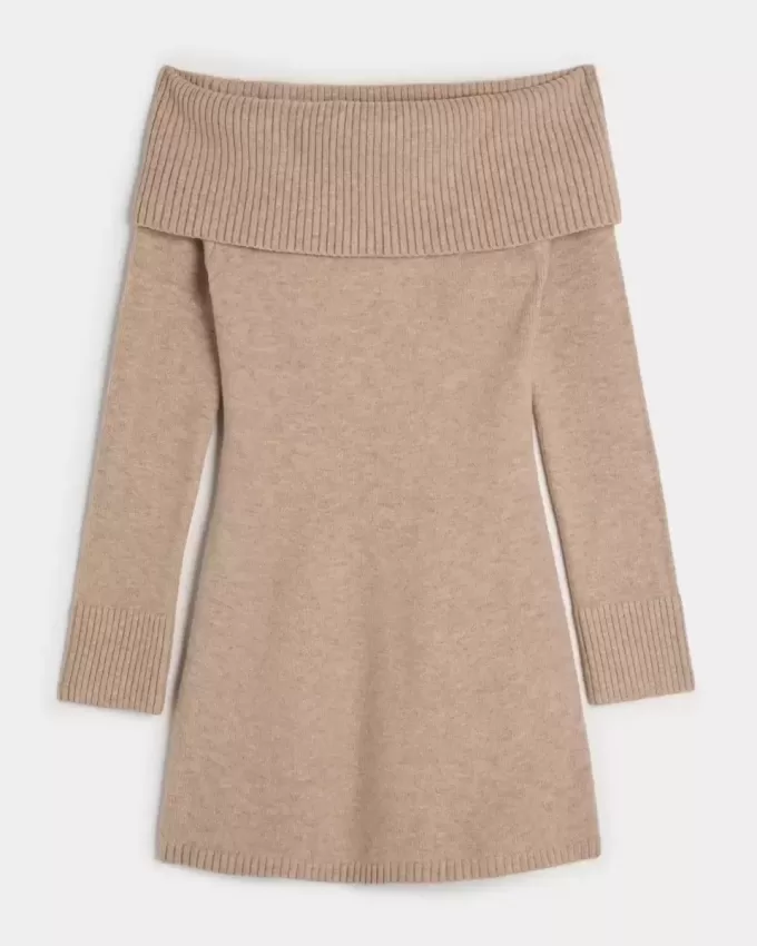 Schulterfreies Skater-Pulloverkleid