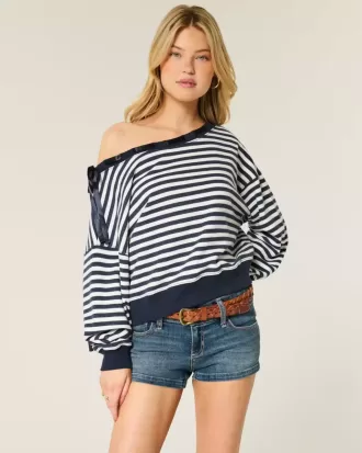 Schulterfreies Sweatshirt mit Bindeband