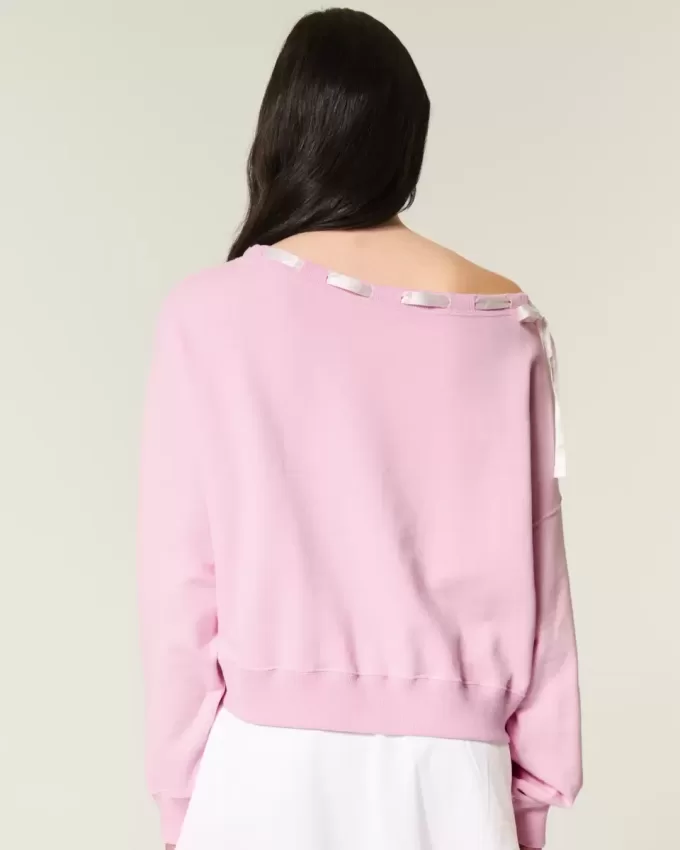 Schulterfreies Sweatshirt mit Bindeband Schulterfreies Sweatshirt mit Bindeband