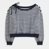 Schulterfreies Sweatshirt mit Bindeband Schulterfreies Sweatshirt mit Bindeband