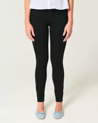 Schwarze Jeans-Leggings mit hohem Bund Schwarze Jeans-Leggings mit hohem Bund
