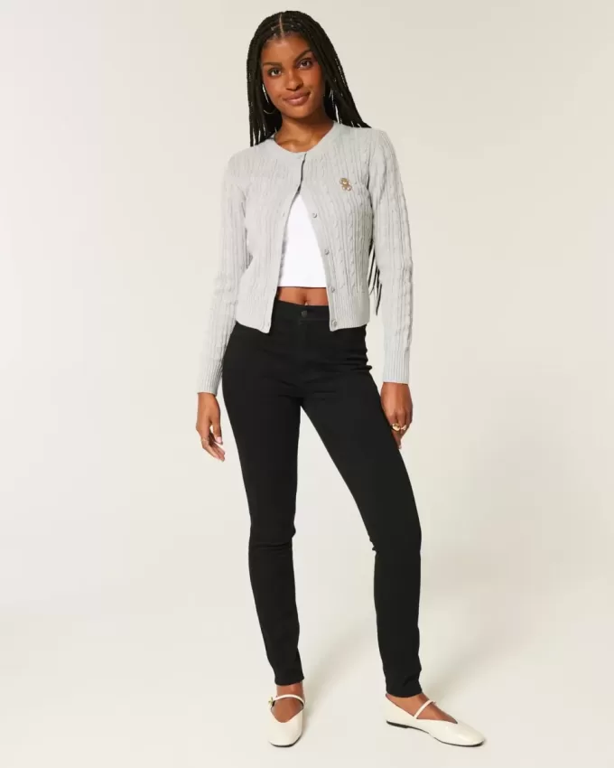 Schwarze Jeans-Leggings mit hohem Bund Schwarze Jeans-Leggings mit hohem Bund
