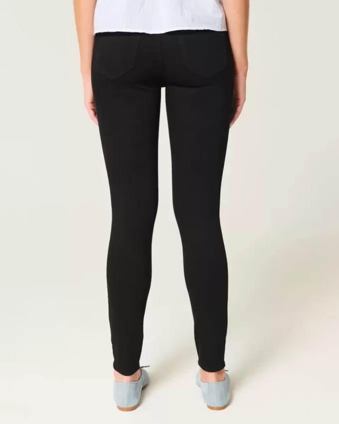 Schwarze Jeans-Leggings mit hohem Bund Schwarze Jeans-Leggings mit hohem Bund