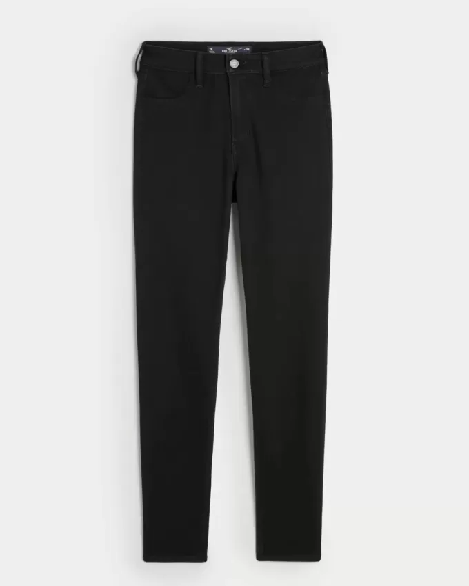 Schwarze Jeans-Leggings mit hohem Bund Schwarze Jeans-Leggings mit hohem Bund