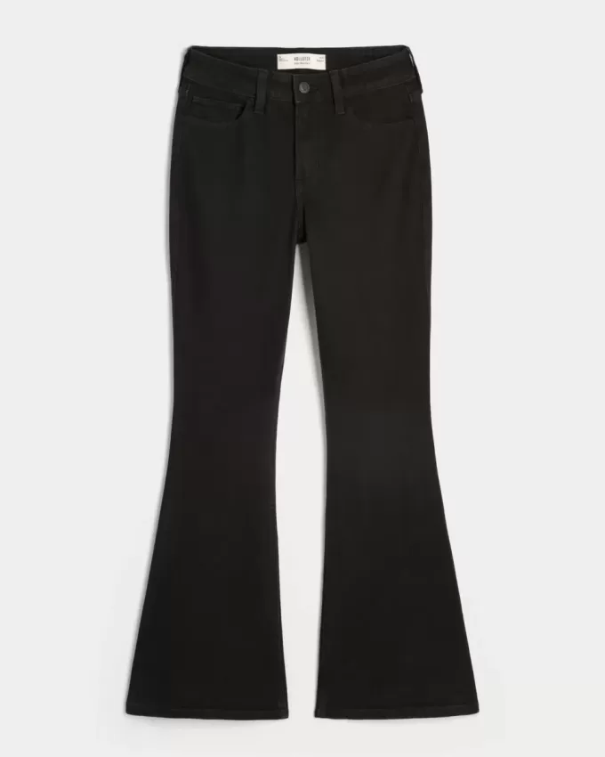 Schwarze Schlagjeans mit hohem Bund Schwarze Schlagjeans mit hohem Bund