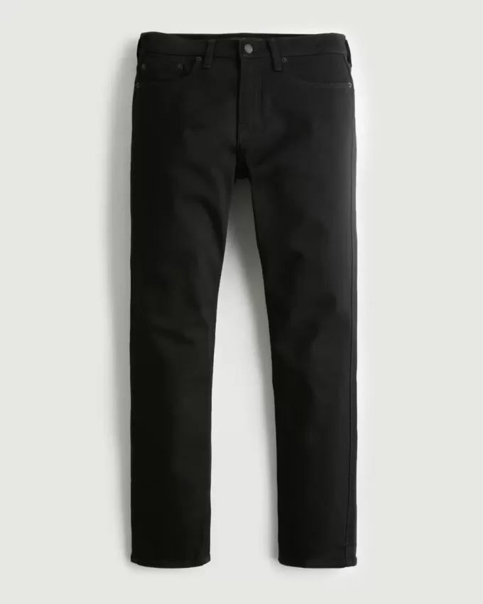 Schwarze, schmale, gerade Jeans ohne Verblassen Schwarze, schmale, gerade Jeans ohne Verblassen