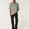 Schwarze Straight Jeans ohne Verblassen Schwarze Straight Jeans ohne Verblassen