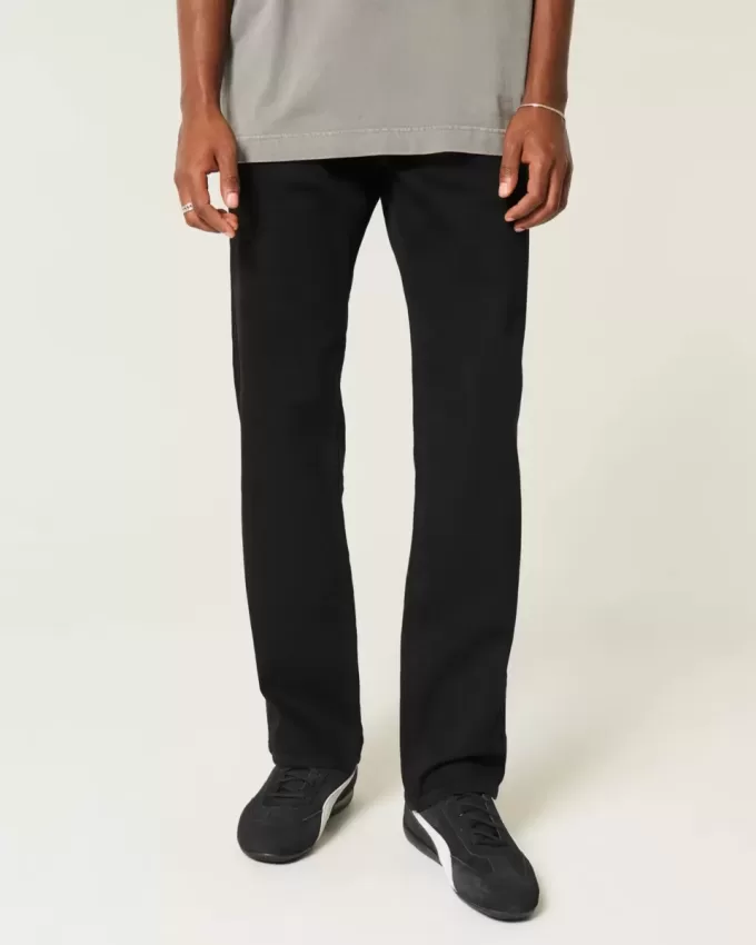 Schwarze Straight Jeans ohne Verblassen Schwarze Straight Jeans ohne Verblassen