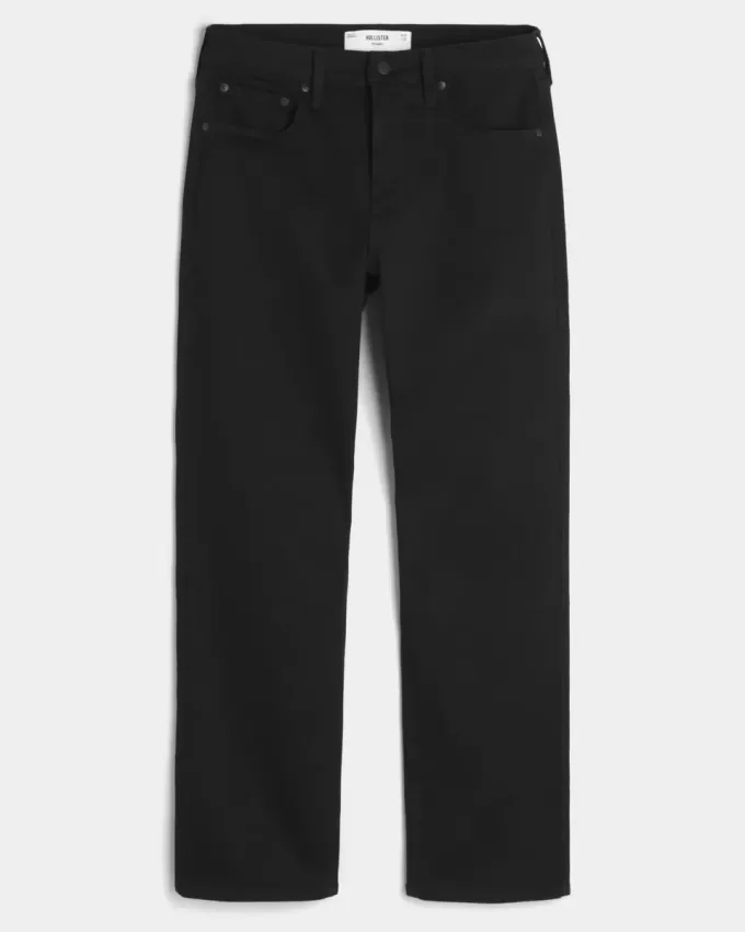 Schwarze Straight Jeans ohne Verblassen Schwarze Straight Jeans ohne Verblassen