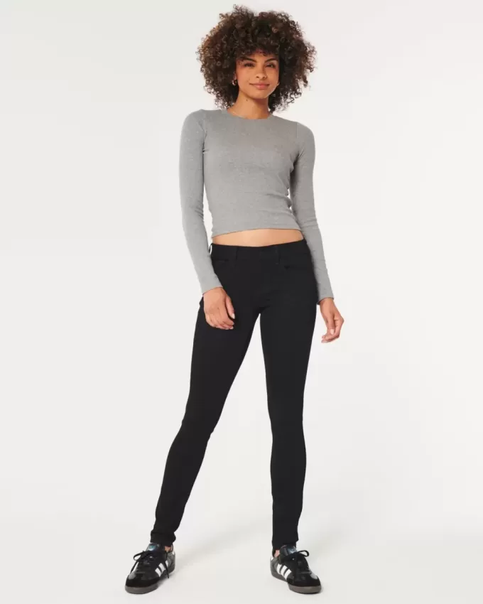 Schwarze Super Skinny Jeans mit niedrigem Bund Schwarze Super Skinny Jeans mit niedrigem Bund