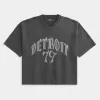Schweres Baggy-Crop-T-Shirt mit Detroit-Football-Grafik Schweres Baggy-Crop-T-Shirt mit Detroit-Football-Grafik