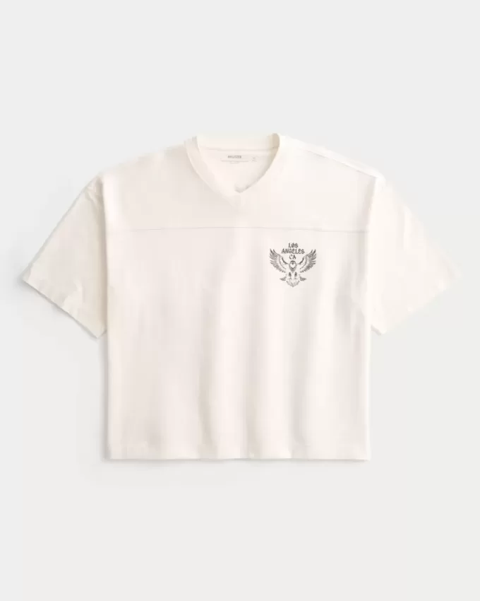 Schweres Baggy-Crop-T-Shirt mit Los Angeles-Football-Grafik Schweres Baggy-Crop-T-Shirt mit Los Angeles-Football-Grafik