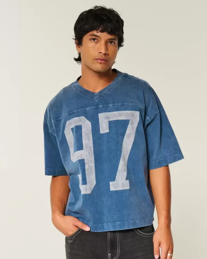 Schweres Baggy Crop Varsity Football-T-Shirt mit Grafik Schweres Baggy Crop Varsity Football-T-Shirt mit Grafik