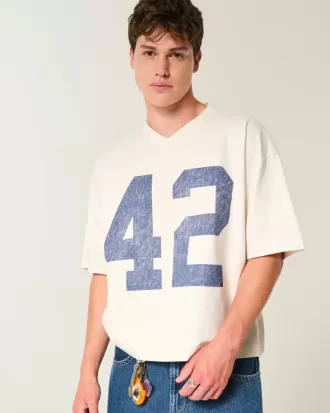 Schweres Baggy Crop Varsity Football-T-Shirt mit Grafik