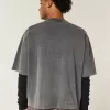 Schweres Baggy Crop Varsity Football-T-Shirt mit Grafik Schweres Baggy Crop Varsity Football-T-Shirt mit Grafik