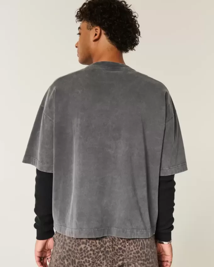 Schweres Baggy Crop Varsity Football-T-Shirt mit Grafik Schweres Baggy Crop Varsity Football-T-Shirt mit Grafik