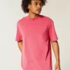 Schweres, verwaschenes T-Shirt mit Rundhalsausschnitt Schweres, verwaschenes T-Shirt mit Rundhalsausschnitt