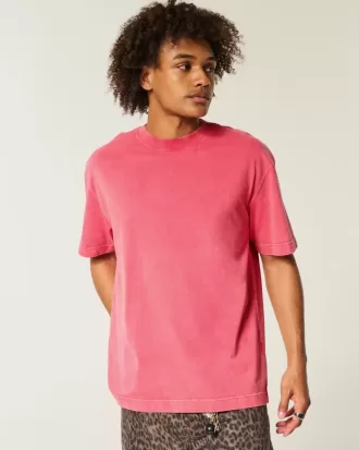 Schweres, verwaschenes T-Shirt mit Rundhalsausschnitt