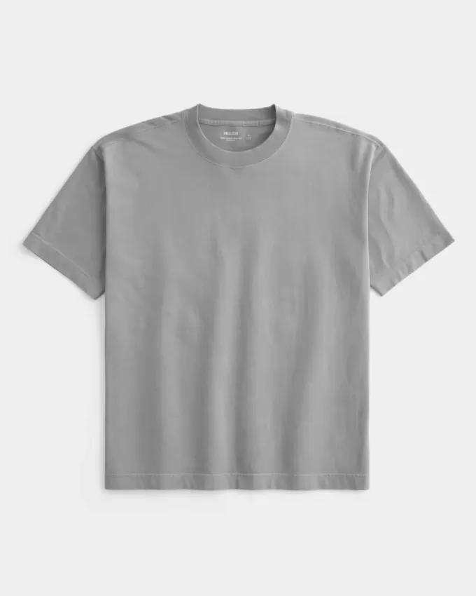 Schweres, verwaschenes T-Shirt mit Rundhalsausschnitt Schweres, verwaschenes T-Shirt mit Rundhalsausschnitt