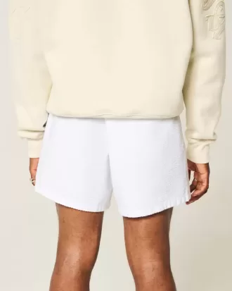 Seersucker-Shorts aus Leinenmischung bis zur Mitte des Oberschenkels