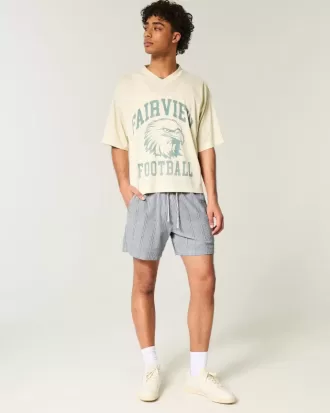 Seersucker-Shorts zum Überziehen bis zur Mitte des Oberschenkels