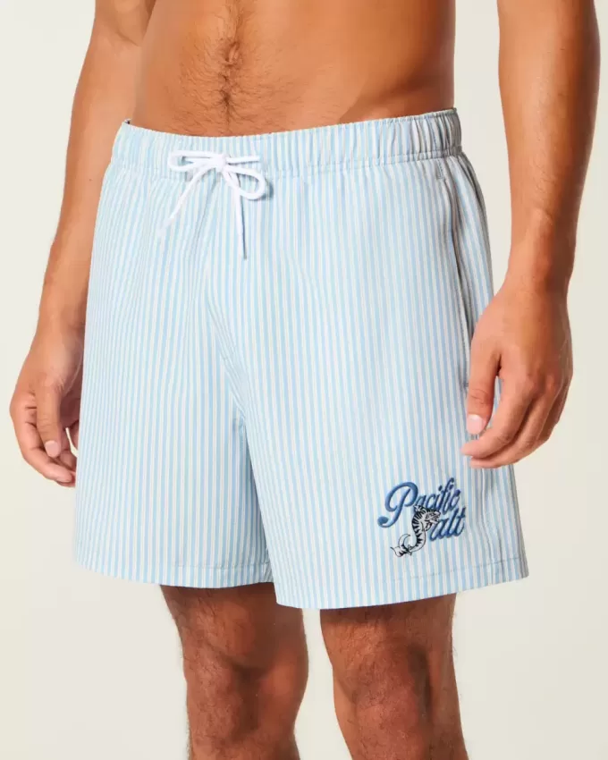 Seersucker Volley Badeshorts bis zur Mitte des Oberschenkels Seersucker Volley Badeshorts bis zur Mitte des Oberschenkels