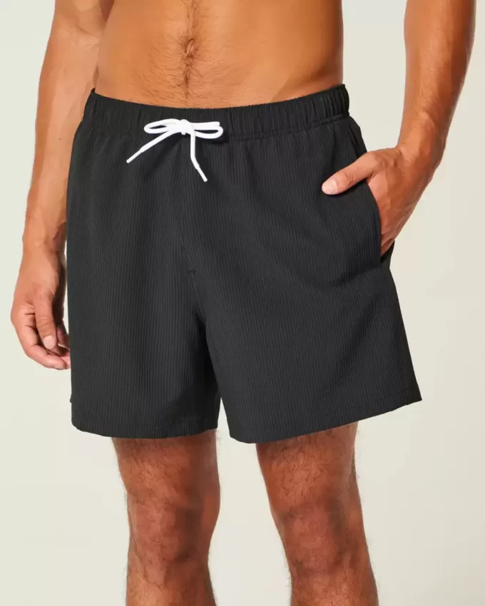 Seersucker Volley Badeshorts bis zur Mitte des Oberschenkels Seersucker Volley Badeshorts bis zur Mitte des Oberschenkels