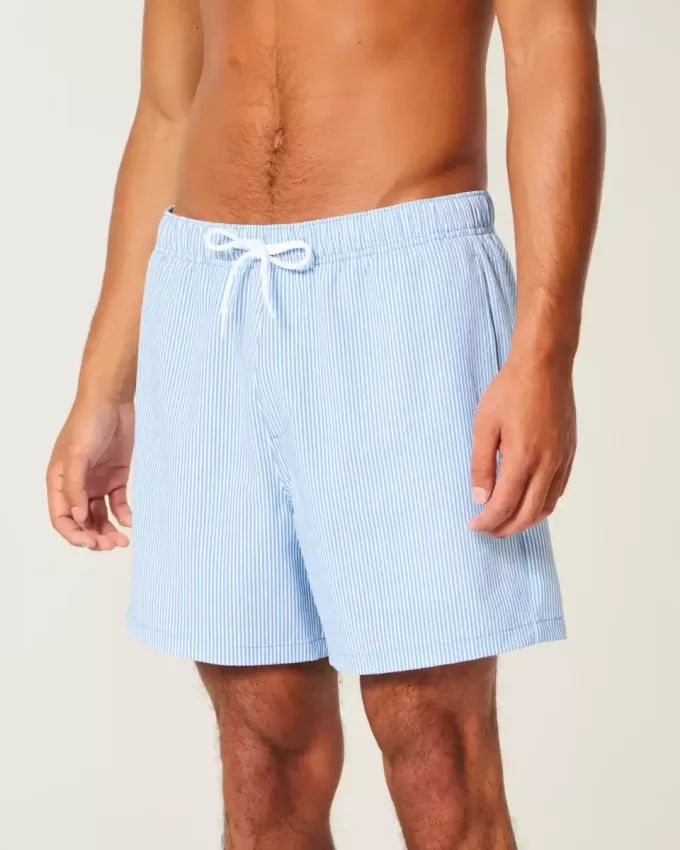 Seersucker Volley Badeshorts bis zur Mitte des Oberschenkels Seersucker Volley Badeshorts bis zur Mitte des Oberschenkels