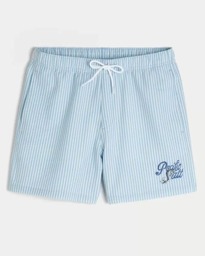 Seersucker Volley Badeshorts bis zur Mitte des Oberschenkels Seersucker Volley Badeshorts bis zur Mitte des Oberschenkels