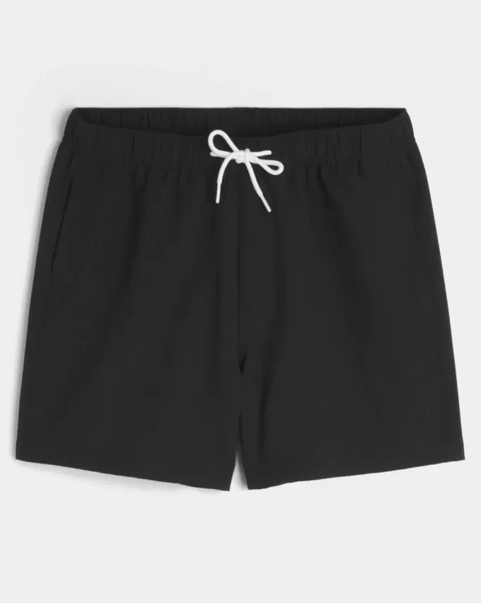Seersucker Volley Badeshorts bis zur Mitte des Oberschenkels Seersucker Volley Badeshorts bis zur Mitte des Oberschenkels