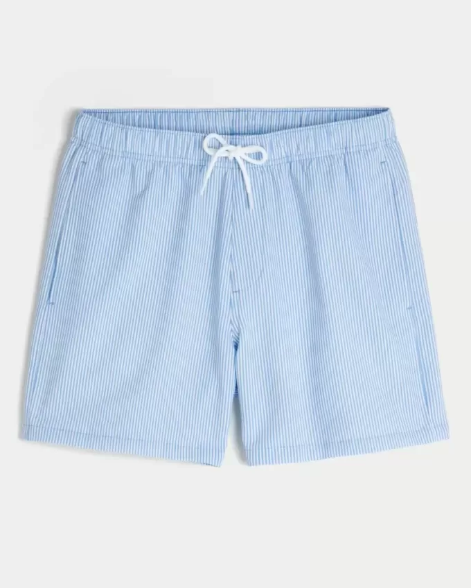 Seersucker Volley Badeshorts bis zur Mitte des Oberschenkels Seersucker Volley Badeshorts bis zur Mitte des Oberschenkels